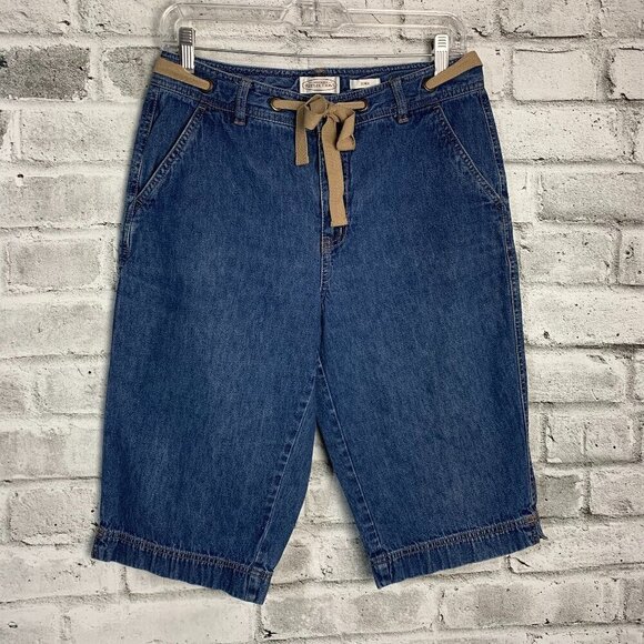 Vintage Denim Jorts Mid High Rise Baggy Relaxed Fit Front Tie Jean Bermuda Short - Picture 1 of 9